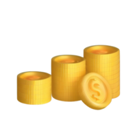 3D Stack of golden coins png