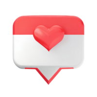 3D social media notification love like heart icon png