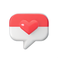 3D social media notification love like heart icon png