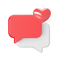 3D social media notification love like heart icon png