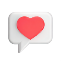 3d social médias notification l'amour comme cœur icône png