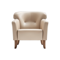 Armchair art deco style in beige isolated on transparent background. Front view. Series of furniture. ai generated png