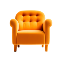fåtölj konst deco stil i orange isolerat på transparent bakgrund. främre se. serier av möbel. ai genererad png