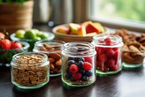 healthy snacks in the kitchen table Food Photography photo