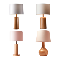 Wooden table lamp collection isolated on transparent background. ai generated png