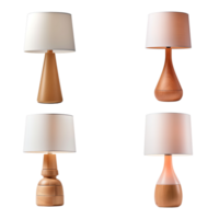 Wooden table lamp collection isolated on transparent background. ai generated png