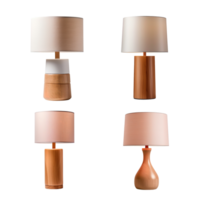 Wooden table lamp collection isolated on transparent background. ai generated png