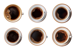 superiore Visualizza un' tazza di caffè collezione isolato su trasparente sfondo. ai generato png