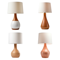 Wooden table lamp collection isolated on transparent background. png