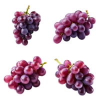 Bunch of ripe red grapes isolated on transparent background. ai generated png