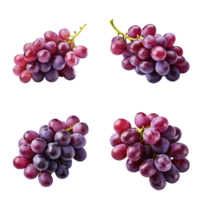 Bunch of ripe red grapes isolated on transparent background. ai generated png