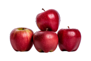 A group of red apples isolated on transparent background. ai generated png