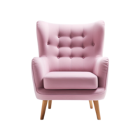 Armchair art deco style in pink isolated on transparent background. Front view. Series of furniture. ai generated png