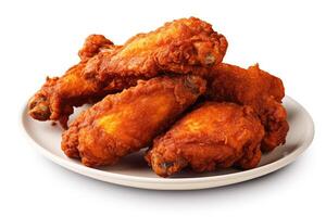 fried chicken wing white isolated background Food Photography photo