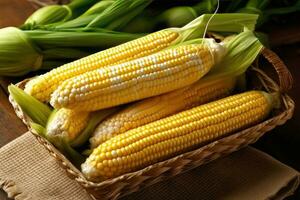 stock photo corn in kitchen table flat lay AI Generated