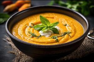 carrot soup cream Food Photography AI Generated photo