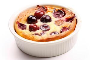 clafoutis blanco aislado antecedentes comida fotografía ai generado foto