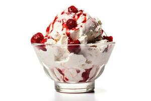 rojo ligero helado con frutas y nueces blanco aislado antecedentes comida fotografía ai generado foto