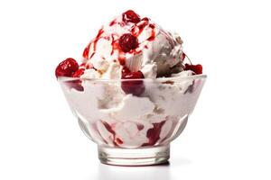 red light sundae white isolated background Food Photography photo