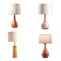 Wooden table lamp collection isolated on transparent background. ai generated png