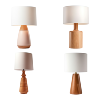 Wooden table lamp collection isolated on transparent background. ai generated png