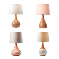 Wooden table lamp collection isolated on transparent background. ai generated png