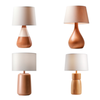 Wooden table lamp collection isolated on transparent background. ai generated png