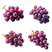 Bunch of ripe red grapes isolated on transparent background. ai generated png