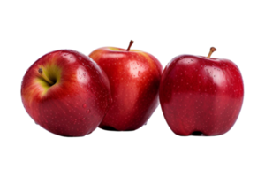 A group of red apples isolated on transparent background. ai generated png