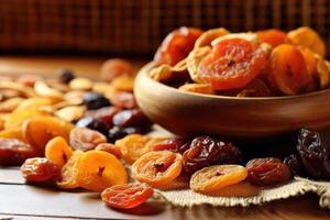 dried fruit in the kitchen table Food Photography AI Generated photo