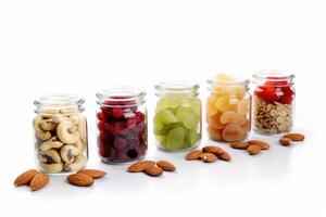 healthy snacks white isolated background Food Photography photo