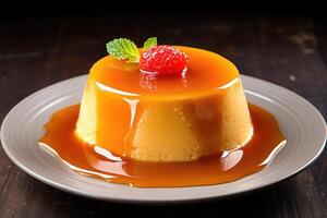 stock photo of french crme caramel food photography