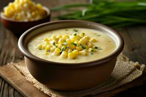 corn soup cream Food Photography AI Generated photo