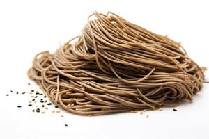 soba japonés blanco aislado antecedentes comida fotografía ai generado foto