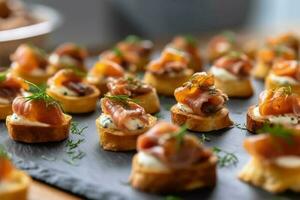 canape in The kitchen table Food Photography AI Generated photo