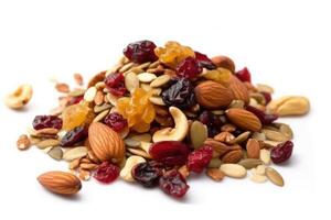 granola white isolated background Food Photography AI Generated photo