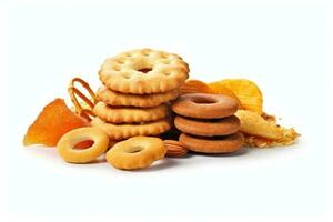 calorie snacks white isolated background Food Photography AI Generated photo