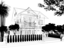 sketch design of house ,3d rendering png