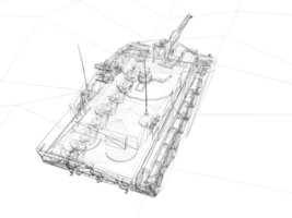 strijd tank Aan zand ,3d renderen wireframe png