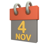 3D labor day calendar 4 November icon png