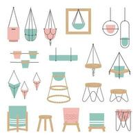 Hand drawn indoor house pots  decor collection. vector