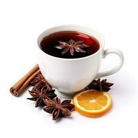 Mulled wine in a white cup isolated on white background photo