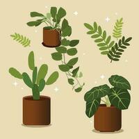 Free vector plants inside pots icons