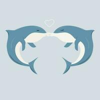 Cartoon shark couple falling in love vector