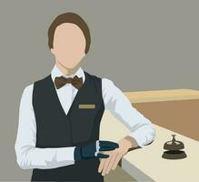 Hotel administrator with prosthetic arm standing in uniform vector