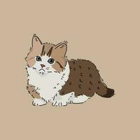 brown munchkin cat with brown background vector illustration design