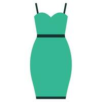 Green women's dress. Vector illustration.