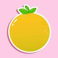 Sticker Grapefruit character. Vector hand drawn cartoon kawaii character illustration icon. Isolated on pink background. Grapefruit character concept