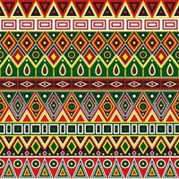 Vector seamless red yellow green round colored aztec indian ornament background with triangles and totem