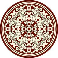 Vector gold and red round ancient Byzantine ornament. Classical circle of the Eastern Roman Empire, Greece. Pattern motifs of Constantinople.